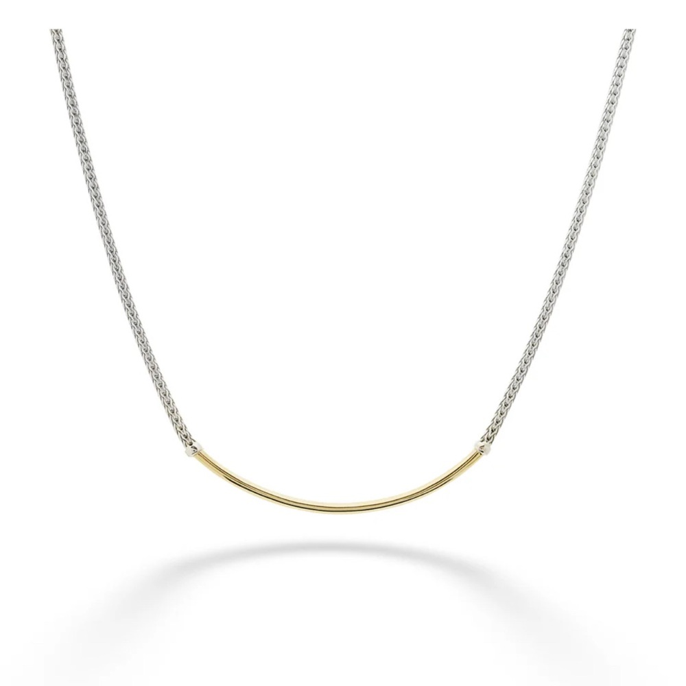 John Hardy Two-Tone Curved Bar Necklace - Gold & Silver